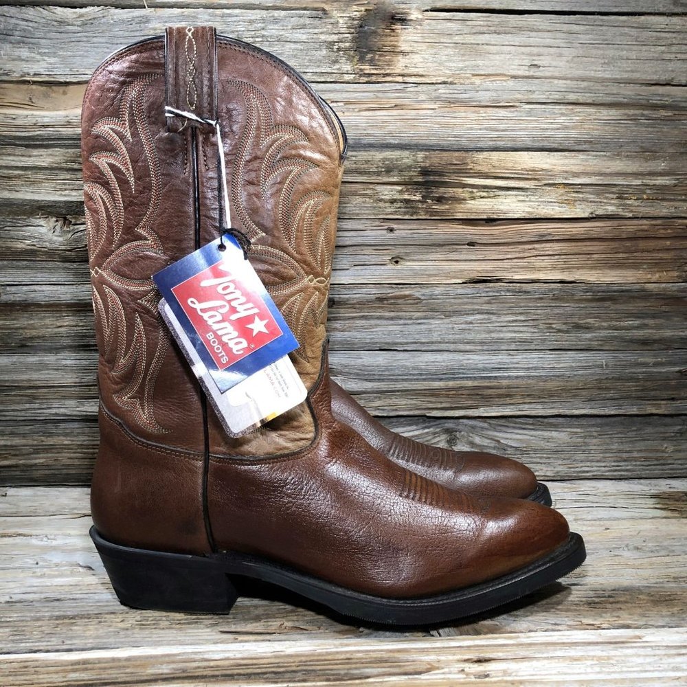 Tony Lama 7913 Brown Leather Western Cowboy Boots Men 10 EE Extra Wide - Picture 5 of 9